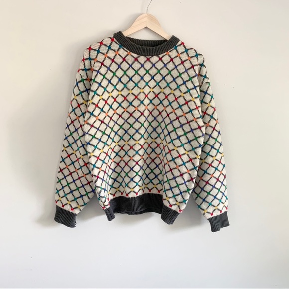Vintage Sweaters - Oversized Retro Knit Grandpa Sweater